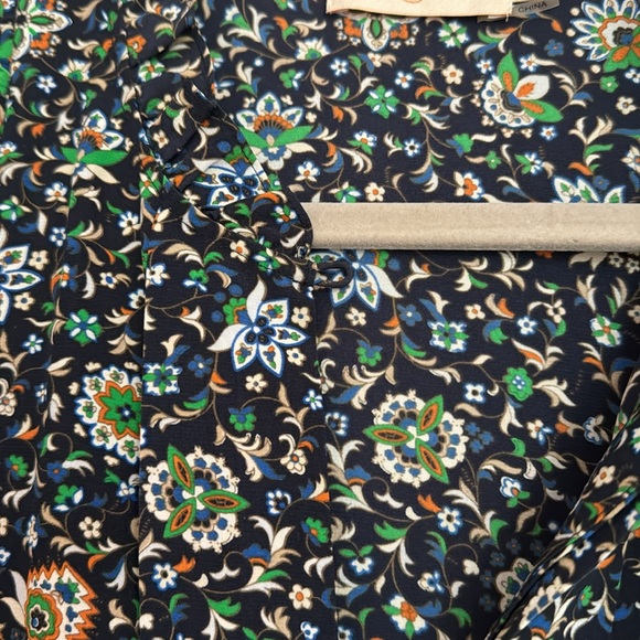 Tory Burch printed ruffle shell top soleil navy - Picture 5 of 8